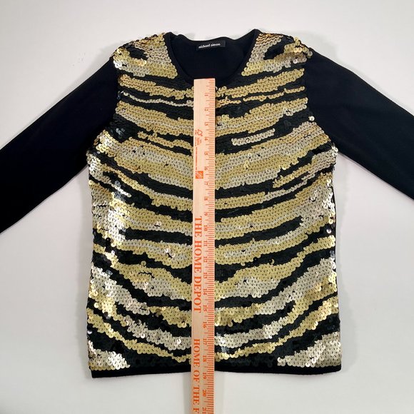 Michael Simon Sequin Top Gold Black Size P/S - Picture 7 of 9